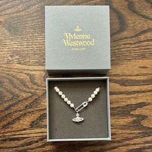 Vivienne Westwood Pearl Necklace with safety pin